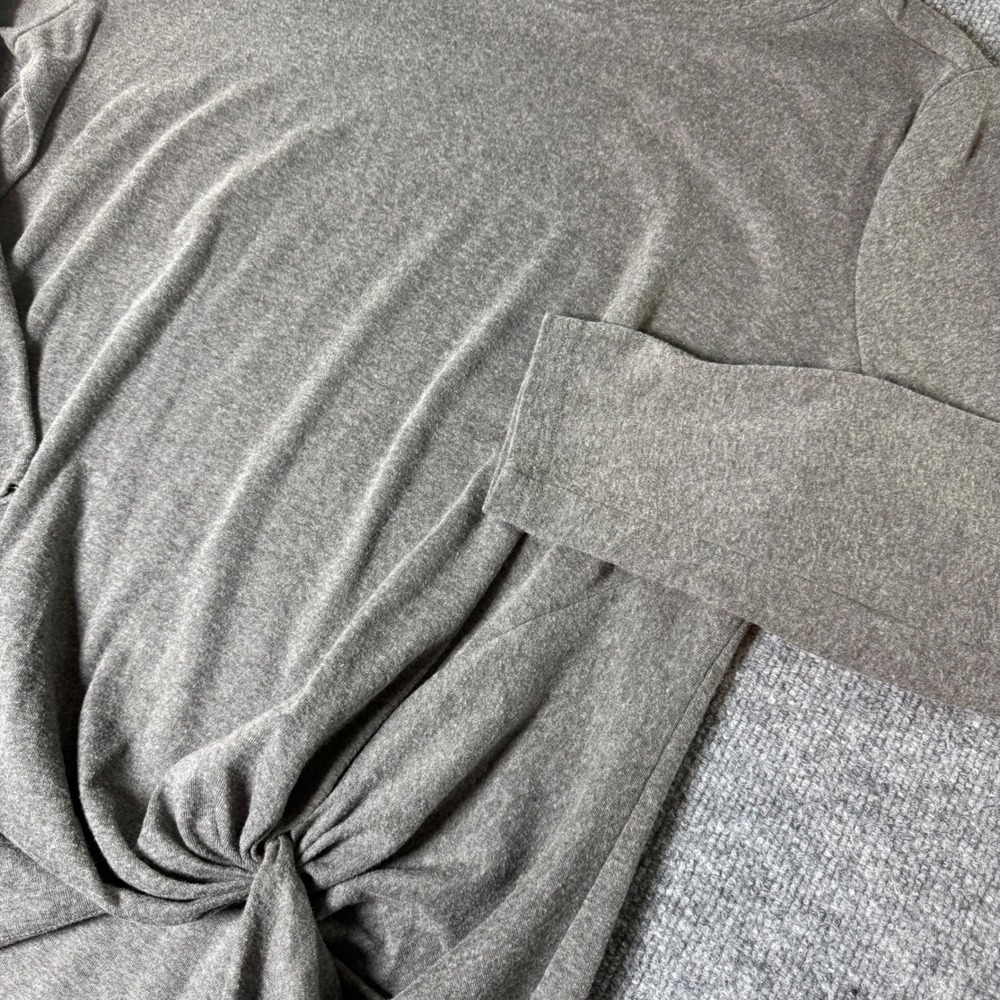 NILOUFO‎ Women's Grey Long Sleeve Twist Front Tunic Top Plus Size XX Large